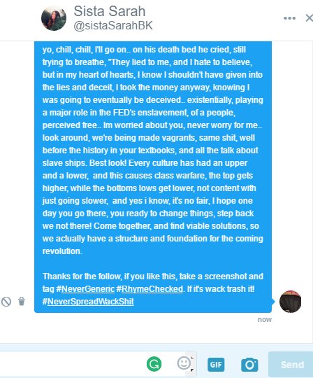 PropheticHollow's tweet photo. Another 1. Get deep in "Dear Sarah". History lesson in this 1. Hmu with the hashtag #RhymeChecked and/or #NeverGeneric to give moved up list https://t.co/9OzDHv93sM