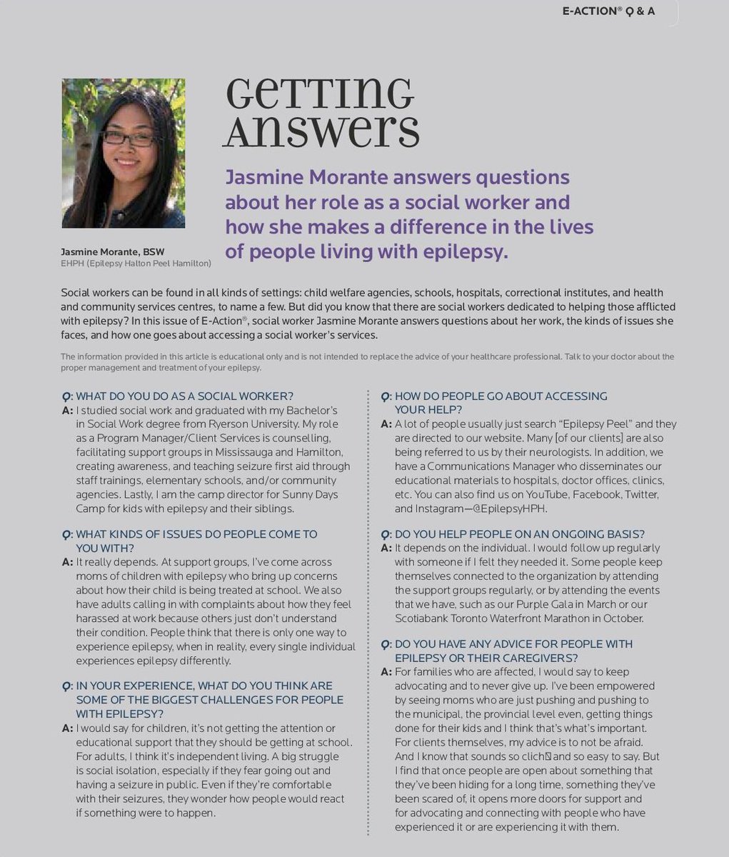 Epilepsy South Central Ontario on Twitter: "E-Action Magazine Interview with Jasmine Morante. @jasmorante #EpilepsyAwareness #clientservices #programs ...