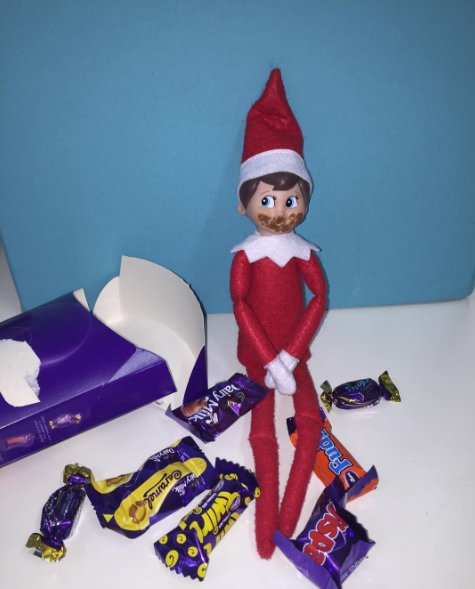 capture_ed's tweet photo. Caught Red Handed ☺️🍫🎅🏽 #elfontheshelf #elfonzo #chocolateforbreakfast https://t.co/rgDqjsUfkp