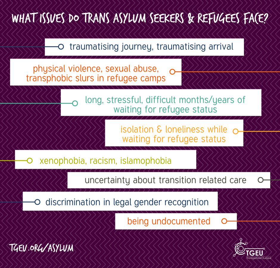 What issues do trans #asylumseekers &amp; #refugees face in Europe? How can we support trans refugees? Read more on tgeu.org/asylum