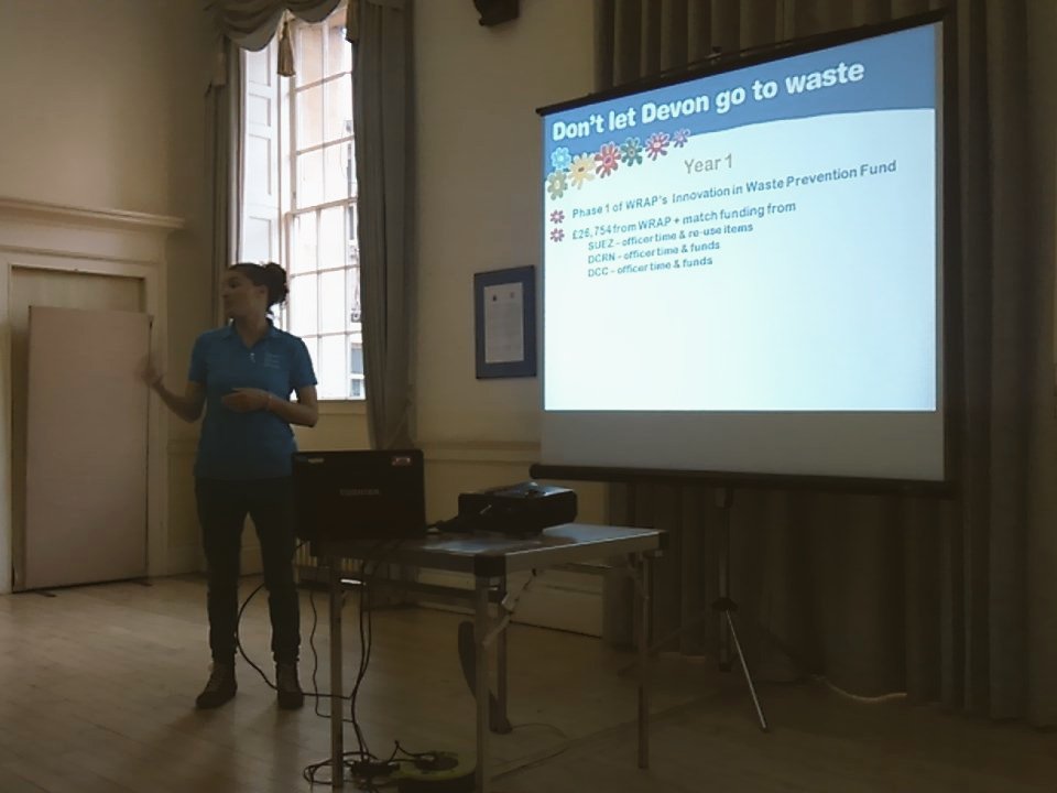 Emma from <a href="/RecycleDevon/">Recycle Devon</a> Re-use project delivering a great presentation at our Xmas meeting today in #Bath