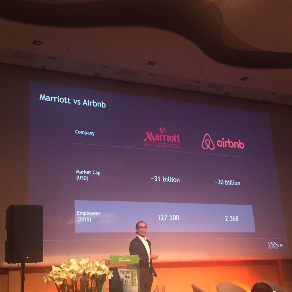 NBOF2016's tweet photo. Marriott vs. Airbnb #nbof2016 https://t.co/CIYw1oZM4g