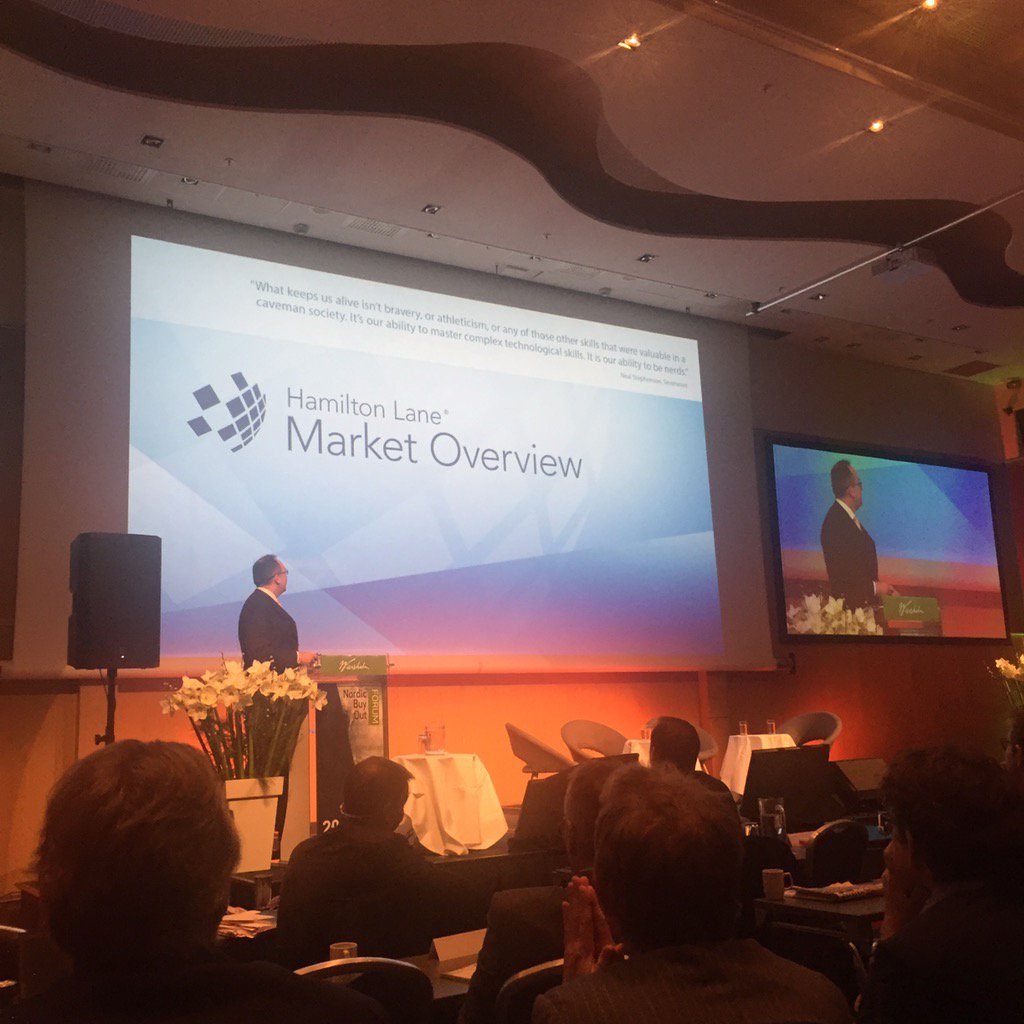 NBOF2016's tweet photo. Jim Strang from @hamilton_lane on stage, giving the crowd a market update #nbof2016 https://t.co/H0xqMARoci