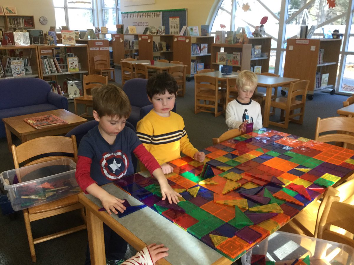 MemLibrary's tweet photo. #mempk1 Preschoolers were very busy with the magnet tiles yesterday! #makerspace  #medfieldps @MCPE_Medfield https://t.co/1BjHeviAsk