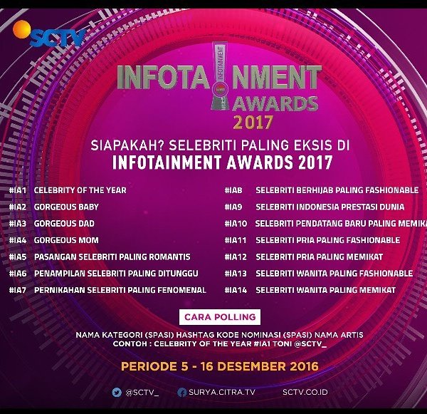 ARHAMNATIC BANTU VOTE YAAA DI #IA2017 
KATEGORI :
"SELEBRITI PENDATANG BARU PALING MEMIKAT #IA10 ARI IRHAM <a href="/SCTV_/">SCTV</a>"