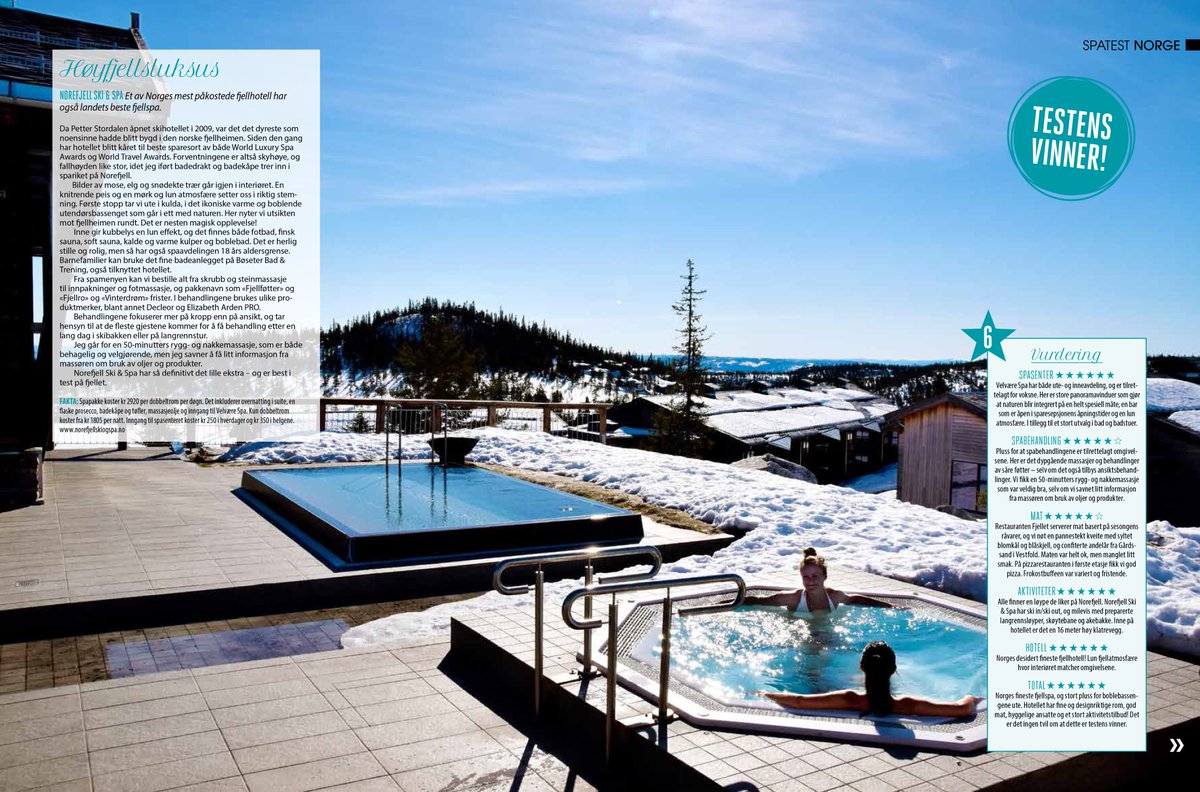 Terningkast 6 og kåret til Norges beste fjellspa :) Takk til Magasinet Reiselyst!