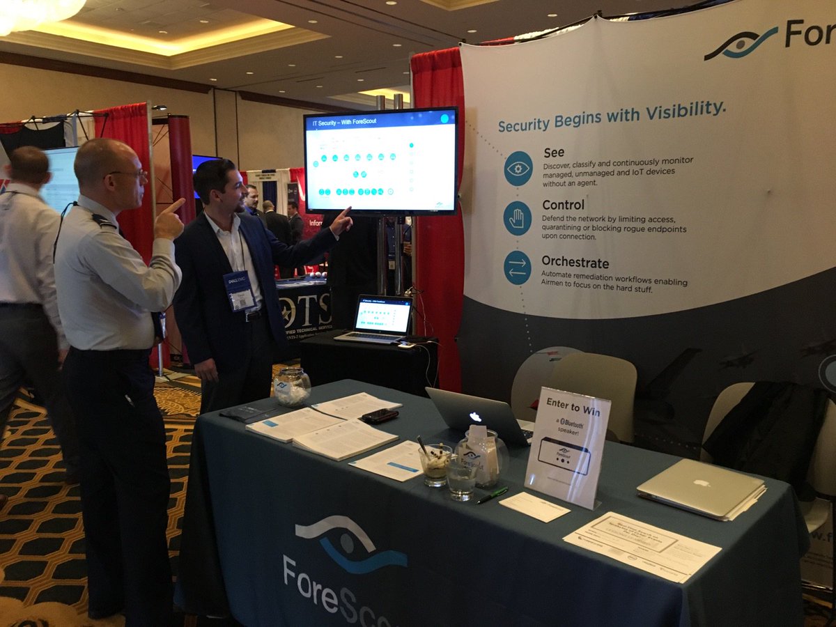 ChristinaFo's tweet photo. Be sure to stop by @ForeScout booth 3 @AlamoAFCEA #AlamoACE2016 for details on our industry preso today 12/7 1400-1500 #IoT #ComplytoConnect https://t.co/K1vz2InEIF