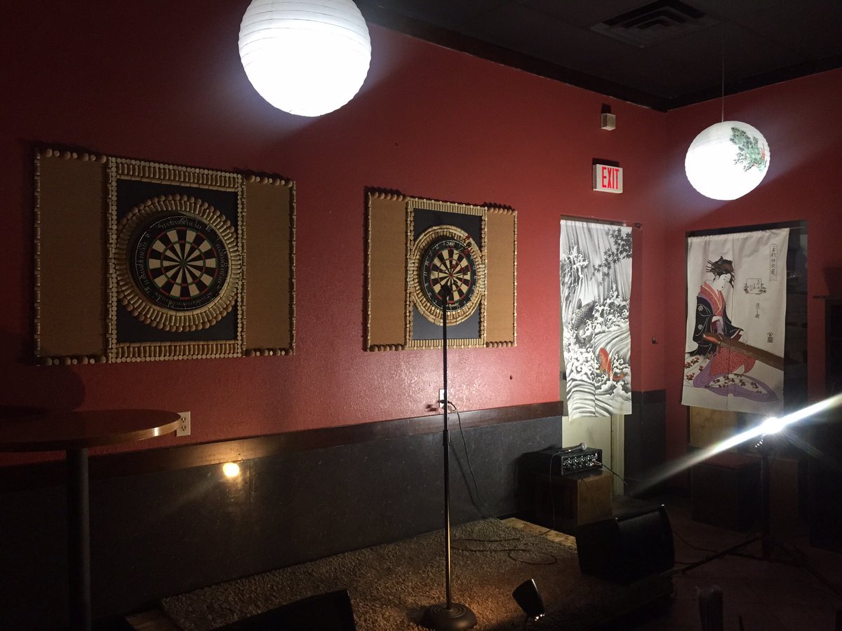 The stage is set for tonight's Free Comedy Night at 830pm! #ATXcomedy #HappyHourATX