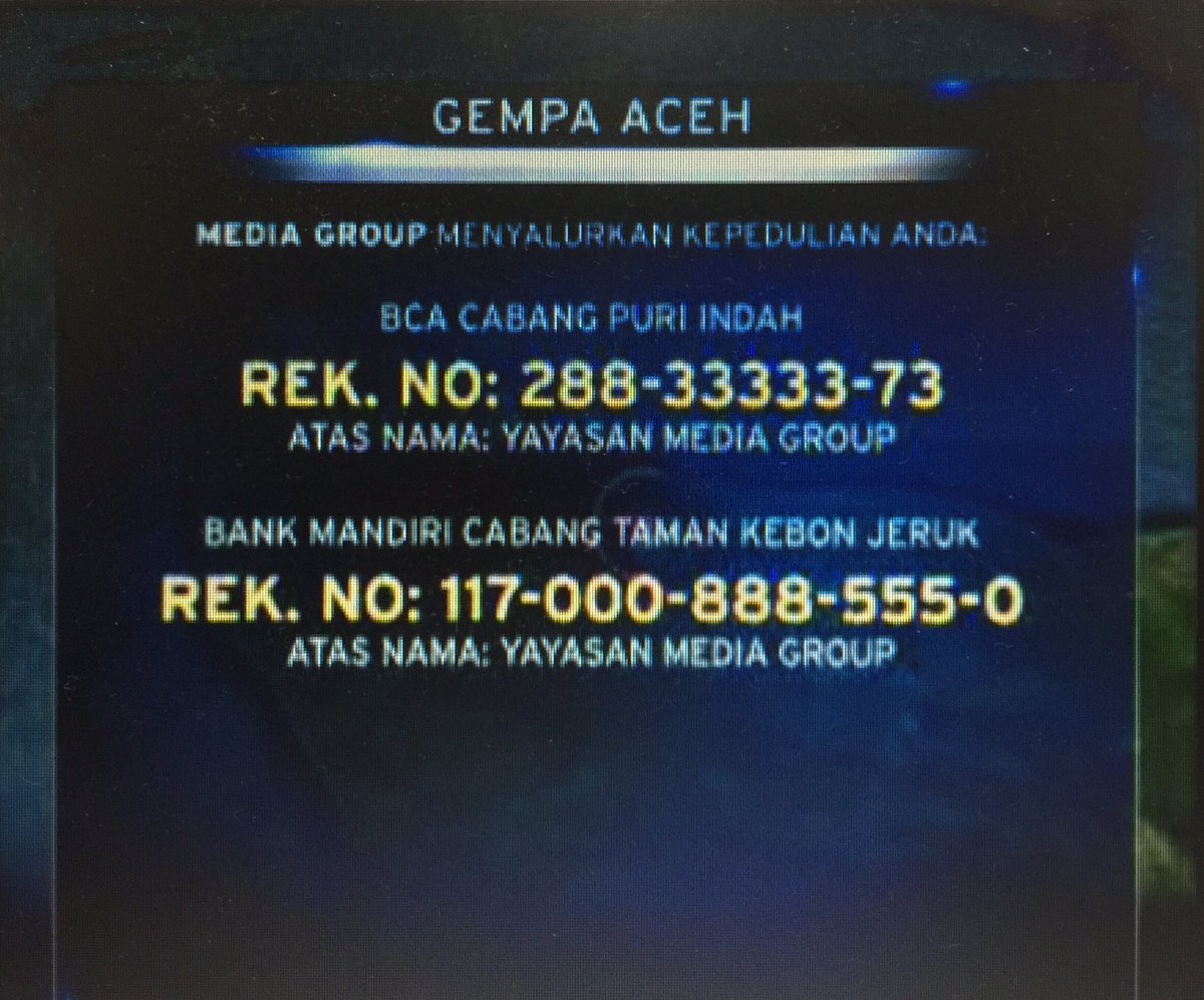 Kawan2, Yayasan Media Grup membuka donasi untuk membantu korban gempa Aceh. Ini nomor rekeningnya. Terima kasih.