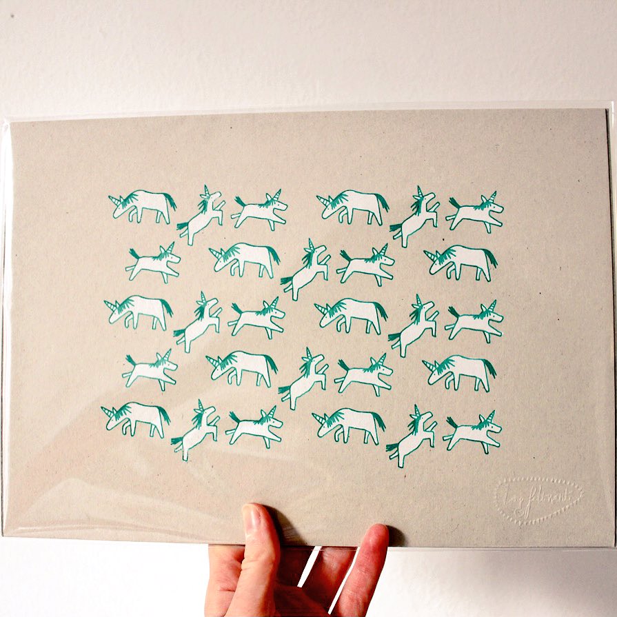 Prancing unicorn screen prints in shiny new colour ways are coming to Sunday's <a href="/craftyfoxmarket/">Crafty Fox Market</a> in #Peckham with me!