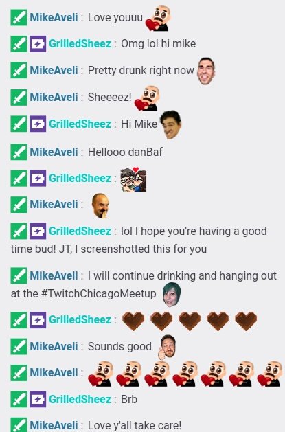 MikeAveliArt's tweet photo. Gotta be careful drinking and chatting! I let @Jesusjt4 know I love him #Kappa @elspetheastman @Cahlaflour #TwitchChicagoMeetup https://t.co/I2SivSsb0M