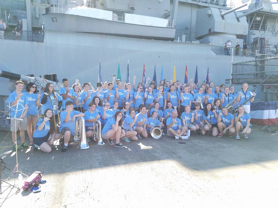 HudsonSchoolsWI's tweet photo. HHS Marching Band proud to have you representing Hudson at today's Pearl Harbor 75th Anniversary! #pearlharbor75 https://t.co/UA9Ostgjzb