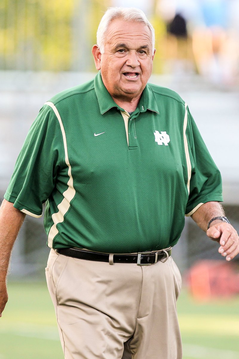 notredamewh's tweet photo. Coach retires with 179 career wins, 9 playoff appearances, and 2 state titles. His last win came against New London last week. #cthsfb https://t.co/Y4d3Q1CtBQ