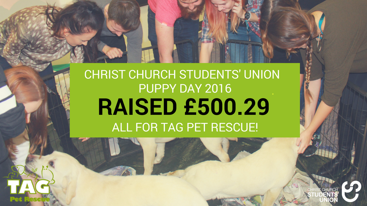 christchurchsu's tweet photo. What a generous lot you are! We're happy to announce that we've raised £500.29 for TAG Pet Rescue at today's Puppy Day! https://t.co/9eAqyYm6zE