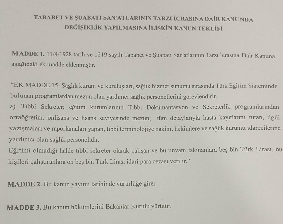 MHP'li YURDAKUL'dan Tıbbi Sekreterlerin Önünü Açacak Kanun Teklifi
Eğitimi olmadığı halde tıbbi sekreter m.facebook.com/story.php?stor…