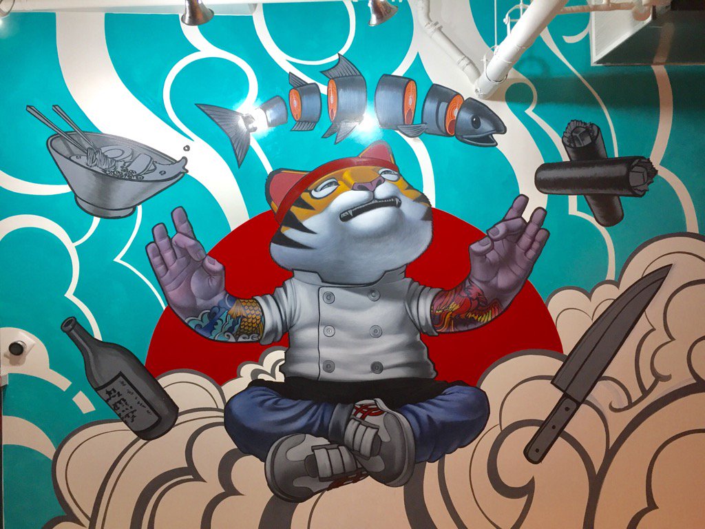 JohnParkArt's tweet photo. Day 4 Ramen Roll mural https://t.co/AkMqxw4zR1
