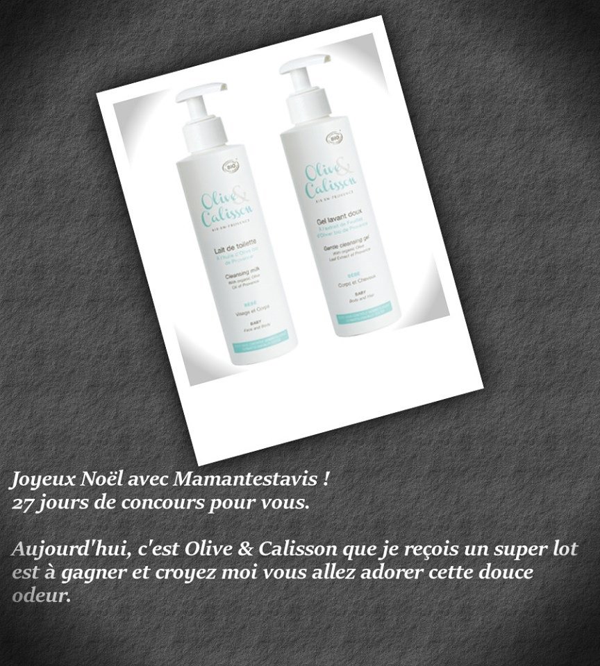 ☆ #Concours de #Noël avec <a href="/Mamantestavis/">Mamantestavis</a> ☆
GAGNEZ un Gel lavant et un Lait de toilette Olive &amp; Calisson !
goo.gl/jMAfpM
#bébé #bio