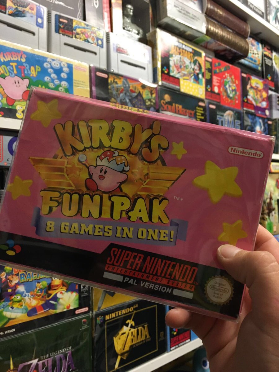 nintencollect's tweet image. Today's#GameFromOurPAL: the Jutman's (@theC0llect0r82's) #PALversion of #Kirby's #FunPak of 8 games for the #SNES
