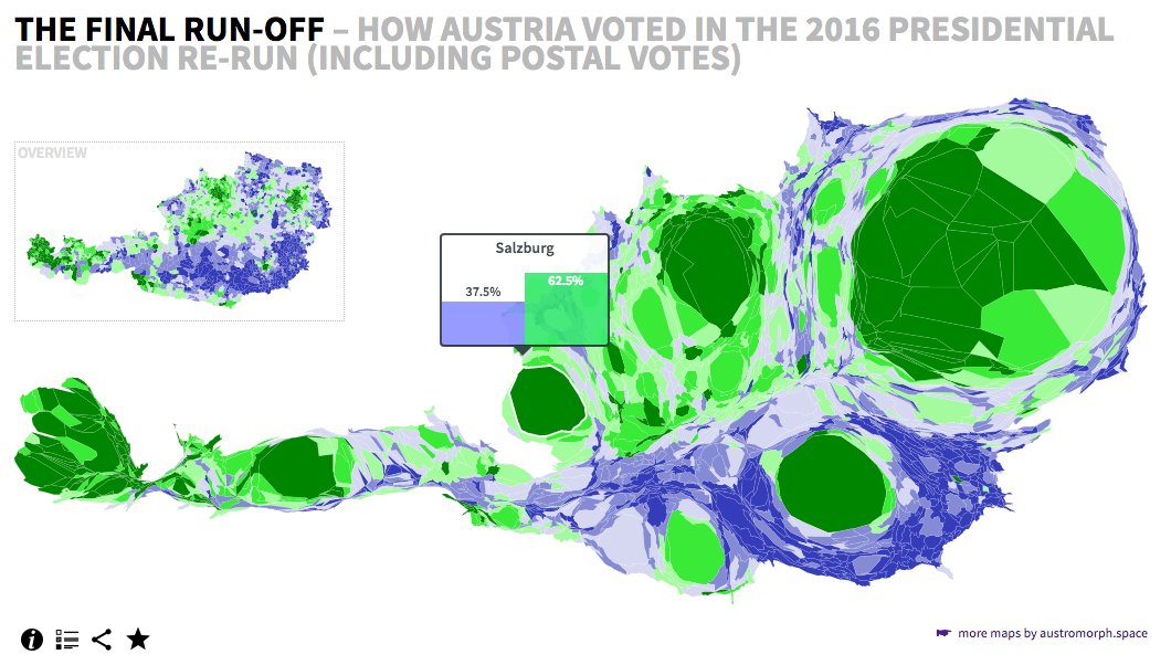 austromorph's tweet photo. After all votes have been counted > Austrian presidential election #map scaled by electorate https://t.co/HvgIpaLofz https://t.co/tlZMy52rqT