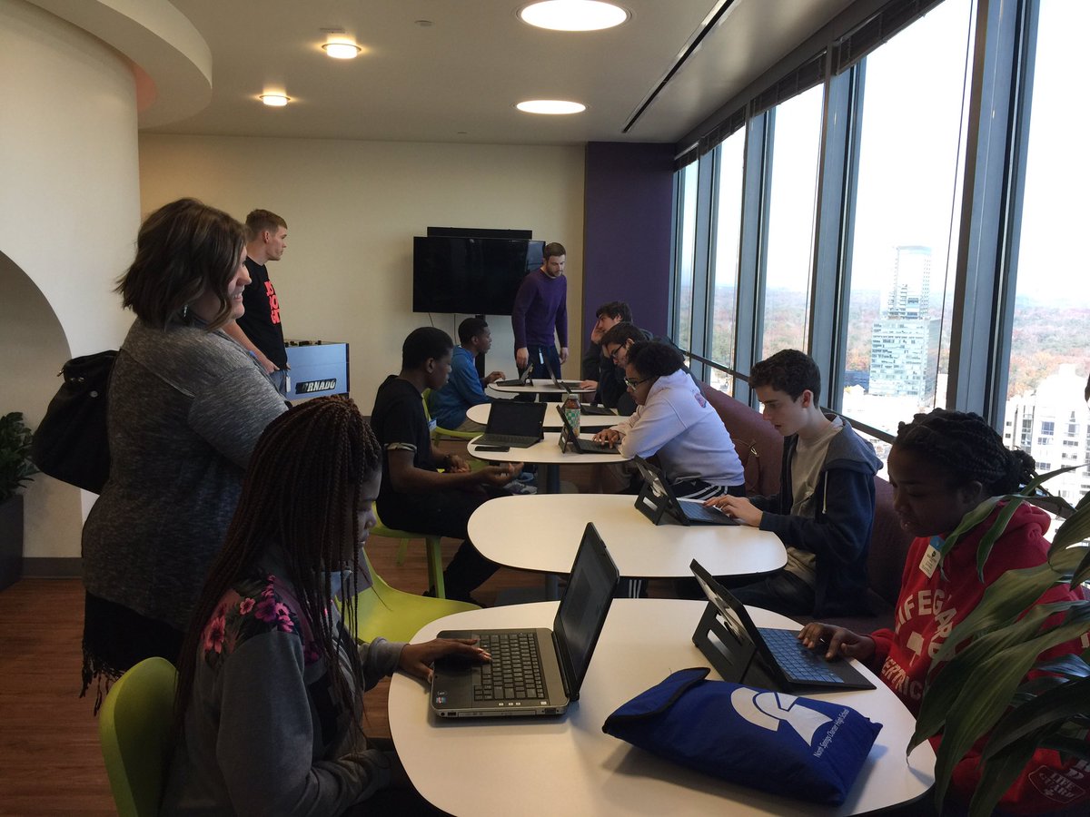 PardotEng's tweet image. Some visitors from North Springs Charter High School are hard at work building &quot;Flappy Bike&quot; during an #HourofCode for #CSEduWeek!