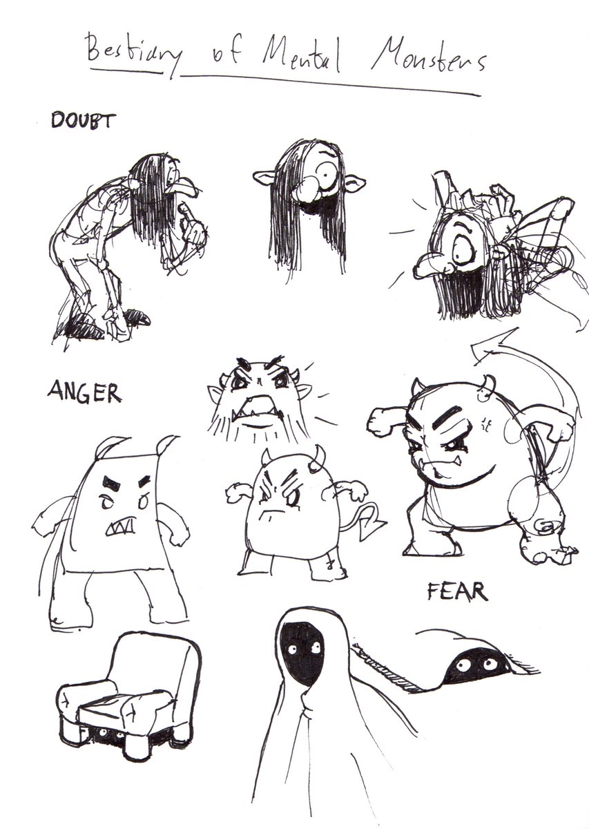 A bestiary of mental hurdles I'm wrestling with as I'm learning to draw - more are coming tomorrow! #ink #sketch #draweveryday #drawing