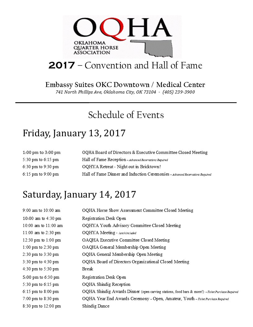 Need more info on the upcoming 2017 OQHA Convention? Check out our schedule!