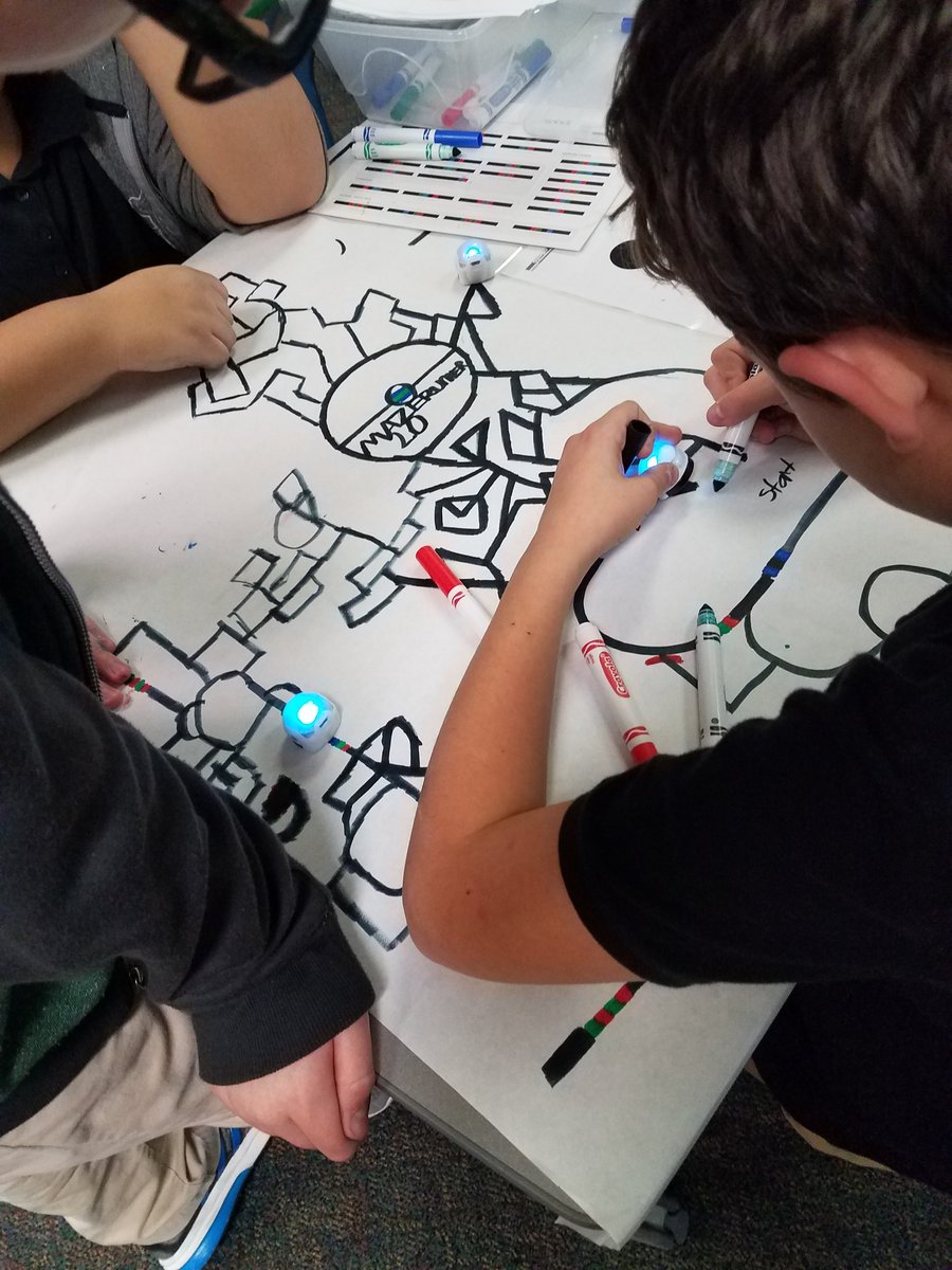 Library_Krueger's tweet photo. These little bots have their work cut out for them! This maze is serious! #neisdlibs #ozobots #mazerunner2.0 #ozomaze #kms #falcons #library https://t.co/KBkBNRPXtR