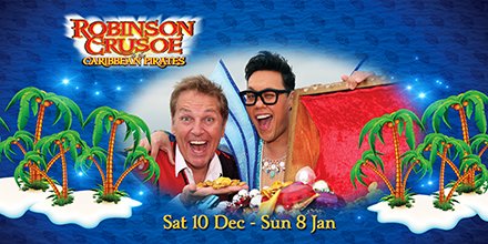 RT &amp; follow to win 2 x tickets to see Robinson Crusoe 20 Dec 7.15pm Cliffs Pavilion –Closes 12 Dec 9am goo.gl/6m0Y4c