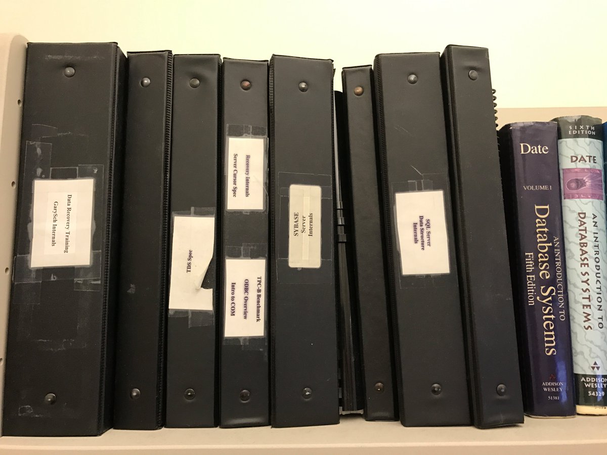 bobwardms's tweet image. My original training notebooks for #SQLServer from 1993 when I started at Microsoft still on my shelf. #sqlhistory #bobsql