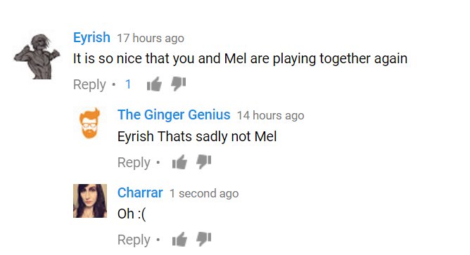 Charrar_B's tweet photo. When you appear in one of @iMovingTarget s videos and this is all you see in the comment section :( #NotMel #JustCharr https://t.co/VKDnOqVSBF