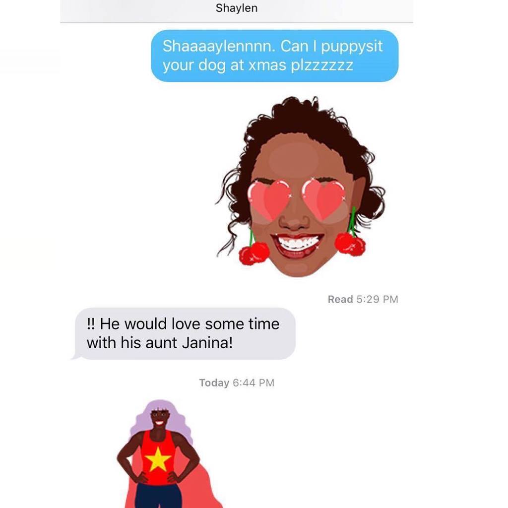 Janina's tweet photo. The best emojis to manipulate a friend into giving you her dog for the holidays is the @refinery29 #AltMoji pack … https://t.co/0qHjrpI5VD