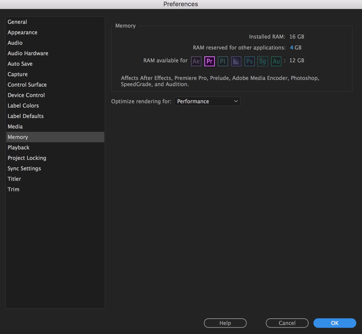premiere_gal's tweet photo. You can change the amount of RAM memory you dedicate to #PremierePro when editing under Preferences > Memory. #GxExpo #FMCTraining https://t.co/Jw5gJU78Zd