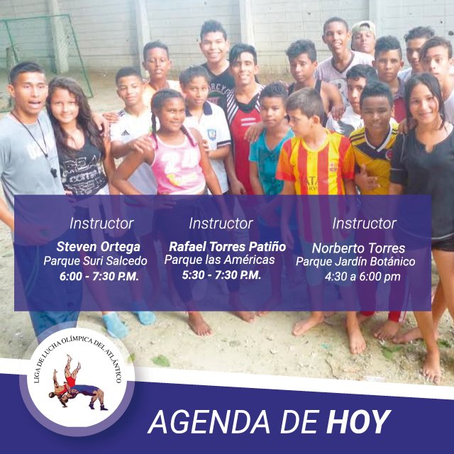 LuchaAtlantic's tweet photo. Buenas tardes a todos los seguidores de #Lucha_Atlan, la liga de Lucha Olímpica del Atlántico, esta es la agenda de hoy
#lucha #barranquilla https://t.co/3uKhg6Z5NG