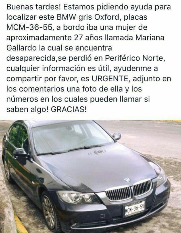 Vecinos su apoyo con RT por favor, estamos buscando a Mariana Gallardo