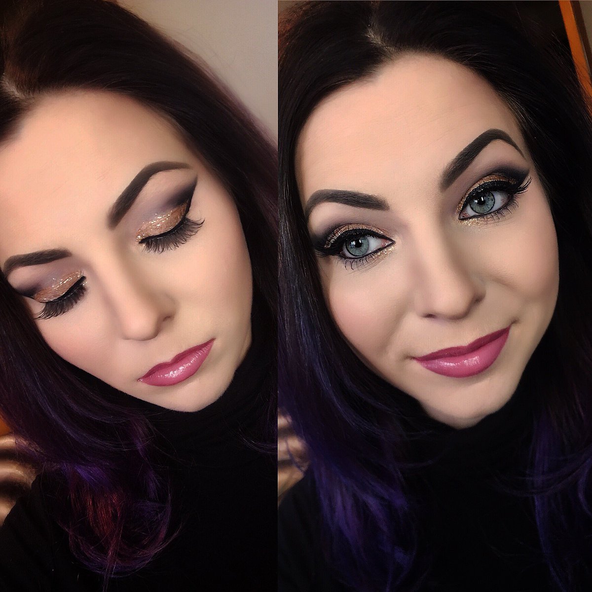 MisfitMiaMakeup's tweet photo. Add sparkle to your holiday season✨Day 3 of #misfitmiaholidaylooks featuring a bold cut crease w/ black liner #makeupbyme #glitter#cutcrease https://t.co/yFhpNBkVDe