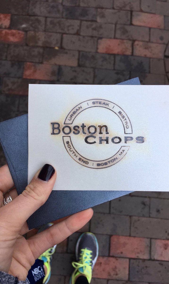 meg__odonnell's tweet photo. Big thanks to the excellent people at @BostonChops for a $100 donation to be raffled off for the marathon! #RunforMGH https://t.co/3Hdivt6Nx8