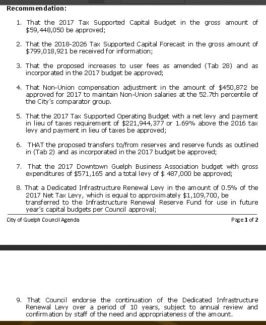 Mr. Krauter is going over the 9 recommendations made to council to approve which can be found below: #GuelphBudget https://t.co/dJgeVQJKsm