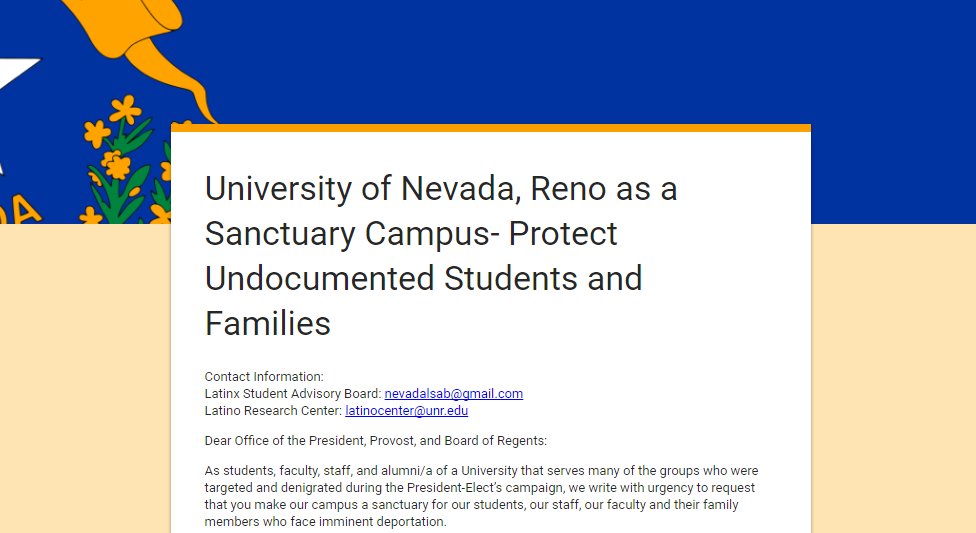 KUNRPublicRadio's tweet photo. A group of students from @NevadaLSAB is urging prez Johnson to designate @unevadareno as sanctuary campus. #Reno

https://t.co/LFCqsxaW7S https://t.co/KO1yyWN9mQ