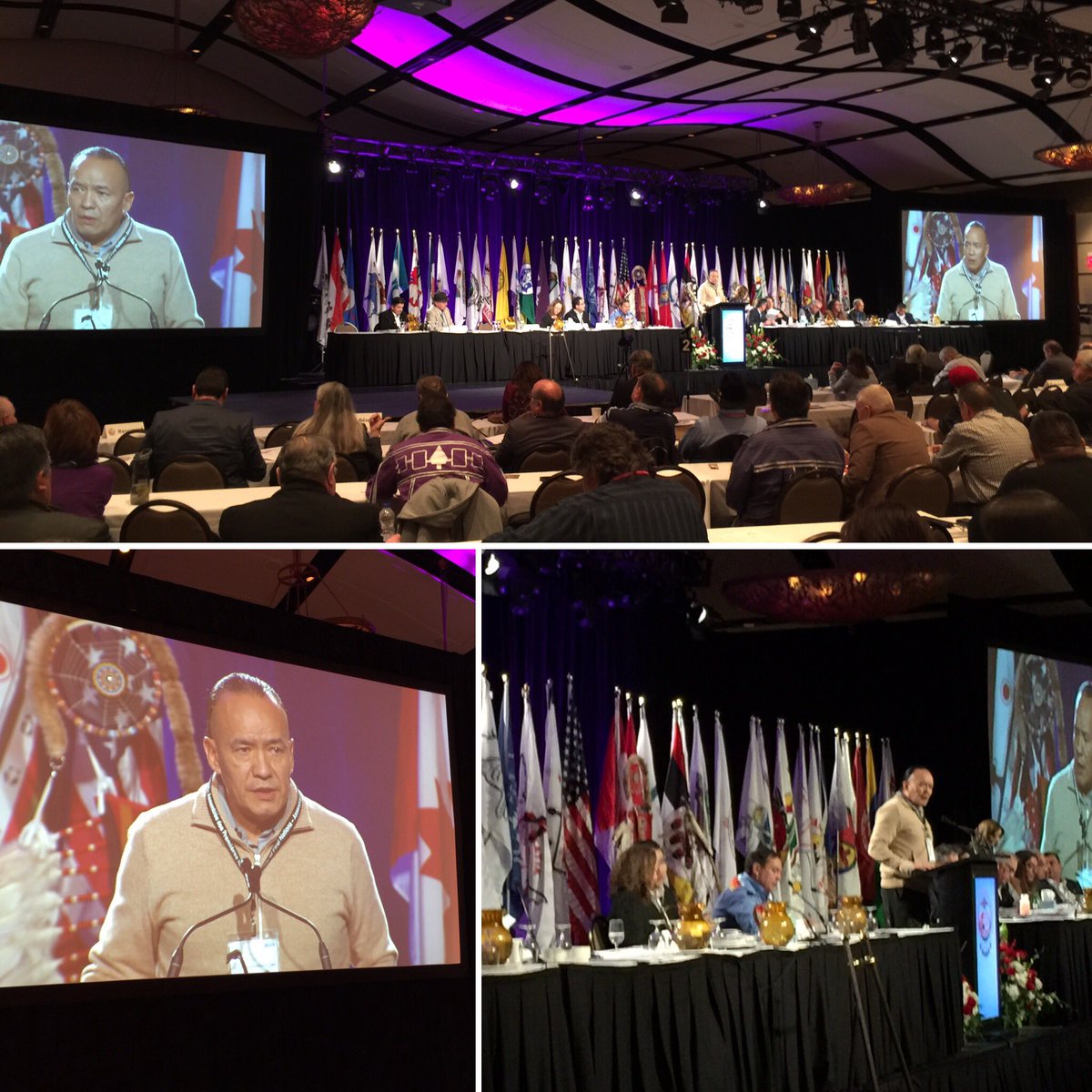 LowaBeebe's tweet photo. Indian Resource Council Chairman Dean Manywounds #speaker #energydiscussion. #tsuutina #treaty7 #irc #afnsca2016 #afnsca #energy https://t.co/3OUqh02NrV