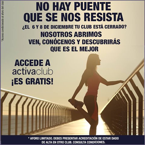 activaPUERTO's tweet photo. ¿Te vas a quedar sin entrenar porque tu club está cerrado este puente?
No te preocupes, nosotros abrimos. Entrena gratis en #activaclub https://t.co/KF0NZB68UU