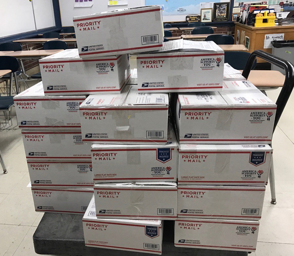 cmsverdone's tweet photo. #BeKind #cmsonegoodthing CMS shipped out 23 care packages to our troops.  More will go out Friday. https://t.co/5RGe8u7xxd