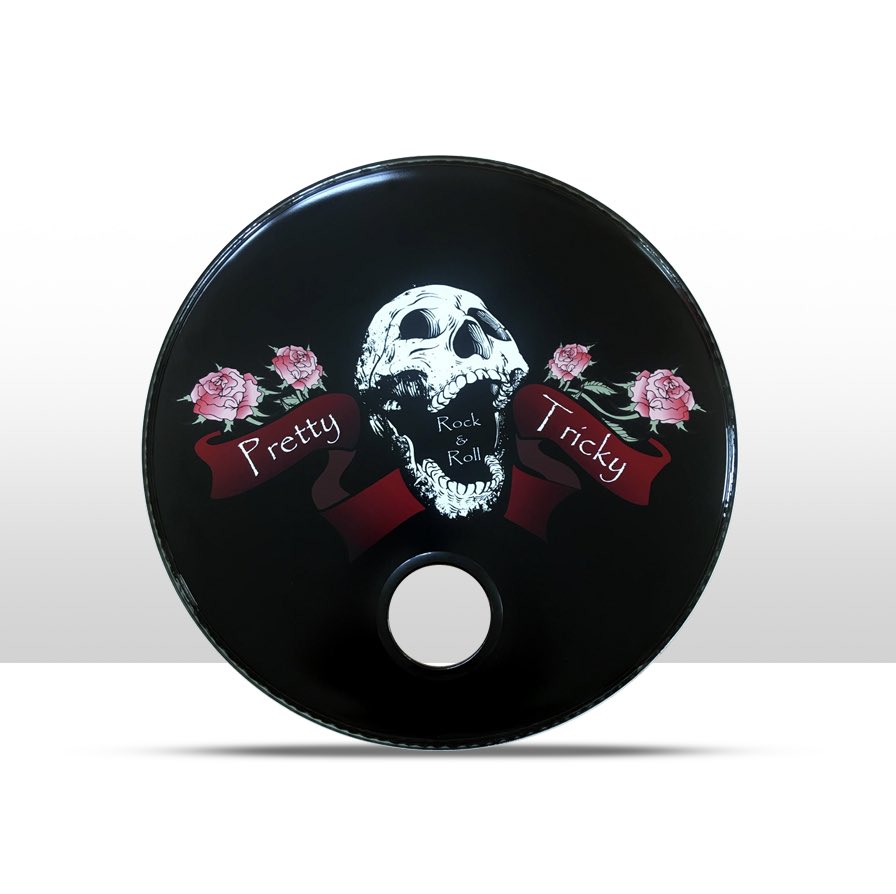 SteadfastSupply's tweet photo. 🏴22" custom drumhead we made for Pretty Tricky. Order your Tour Laminates, Custom Drumheads, Backdrops &amp; More at https://t.co/M1W2df8X8V https://t.co/wR0jO3xr7E