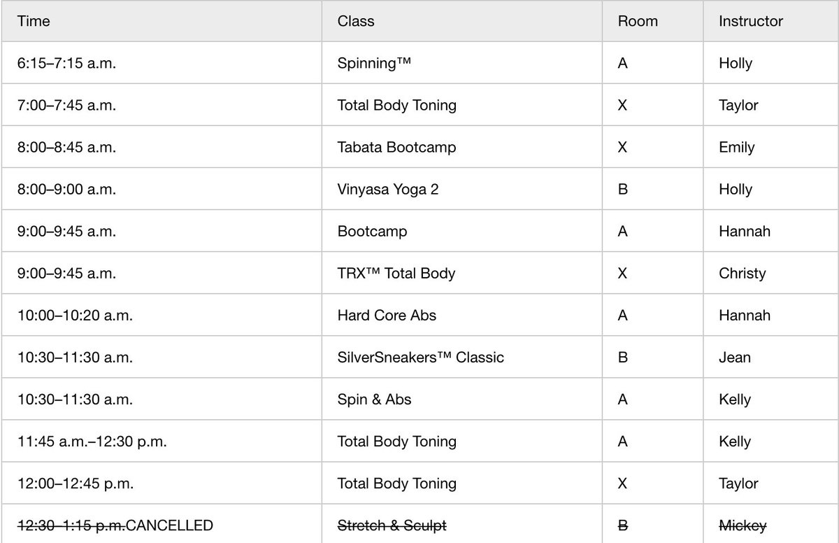 MiamiUhealth's tweet photo. Miami Rec Class schedule for Wednesday. Bring a friend and enjoy a variety of classes available weekly! https://t.co/95uKQlOFoq