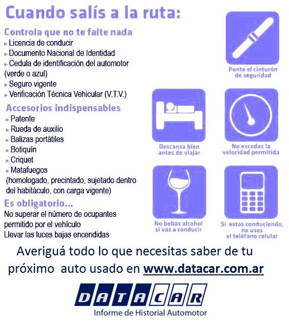 ¿Pensás salir a la Ruta? <a href="/datacarcomar/">Datacar</a> te recuerda lo que tenes que llevar para no tener inconvenientes #findelargo #autosusados #autos