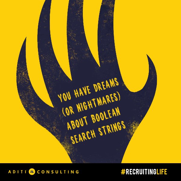 AditiCNSLTNG's tweet image. #RecruitingLife - You know you're a #recruiter when you are always dreaming of the perfect #BooleanString for your search