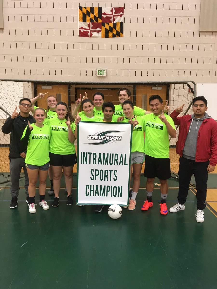 StevensonRec's tweet photo. Congrats to sball4LYFE for winning the Co-REC Indoor Soccer Championship last night!!! #firetshirts #SUIM #SUChip https://t.co/jVeeh3S7hE