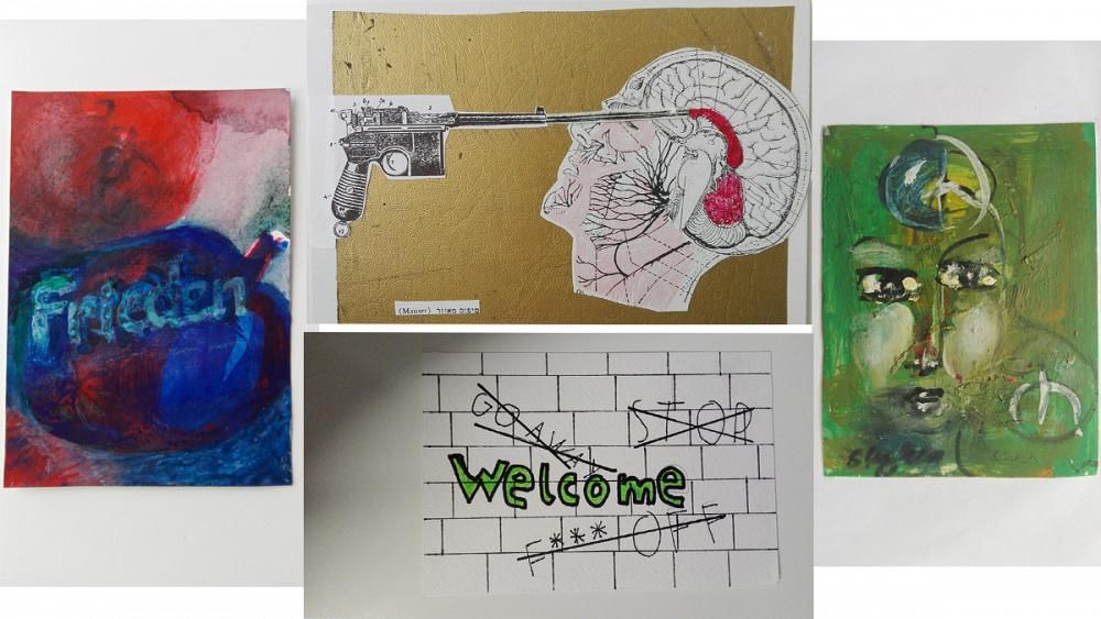 loveartsberlin's tweet photo. #ZeroNinety from @youthpress. An exhibition & sale of postcards by refugees. On tomorrow https://t.co/IYG9x0sMBq https://t.co/v9m3iHriqM