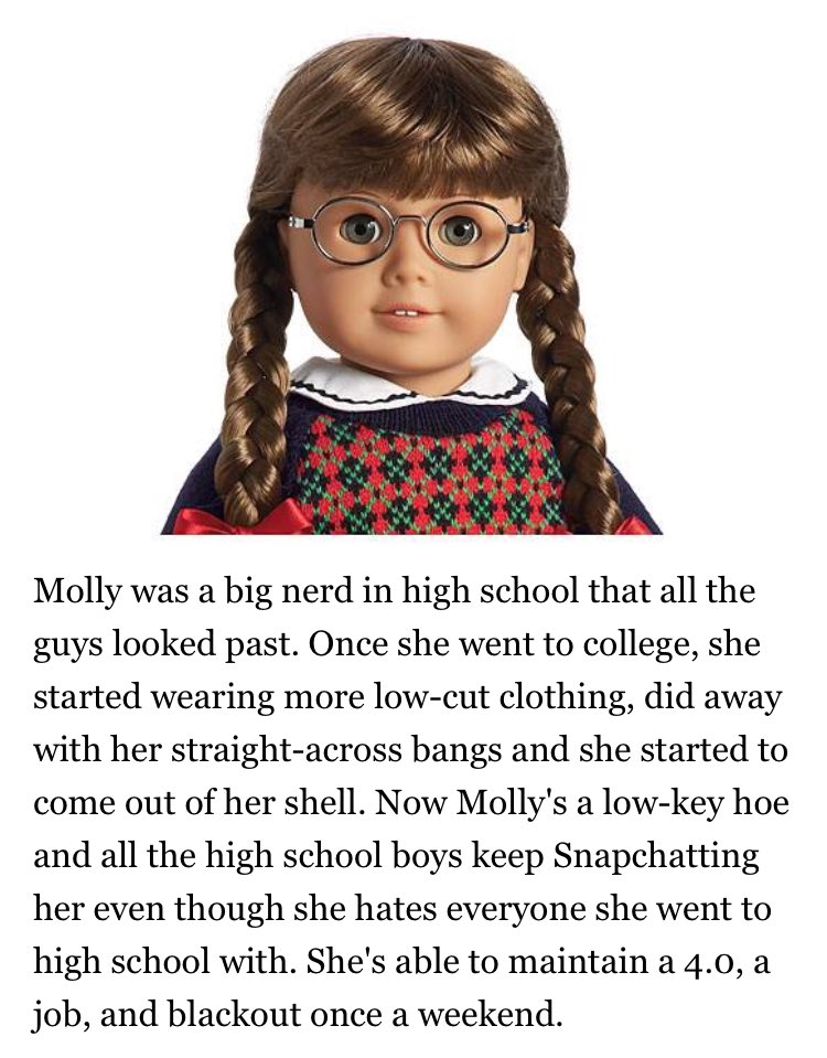 wtvrsammie's tweet photo. american girl dolls as millennials https://t.co/IMpMFiBBFK