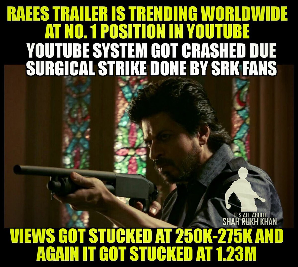 2 minutes silence for <a href="/YouTube/">YouTube</a> 😂😂😂

 #RockingRaeesTrailer <a href="/iamsrk/">Shah Rukh Khan</a> 👏