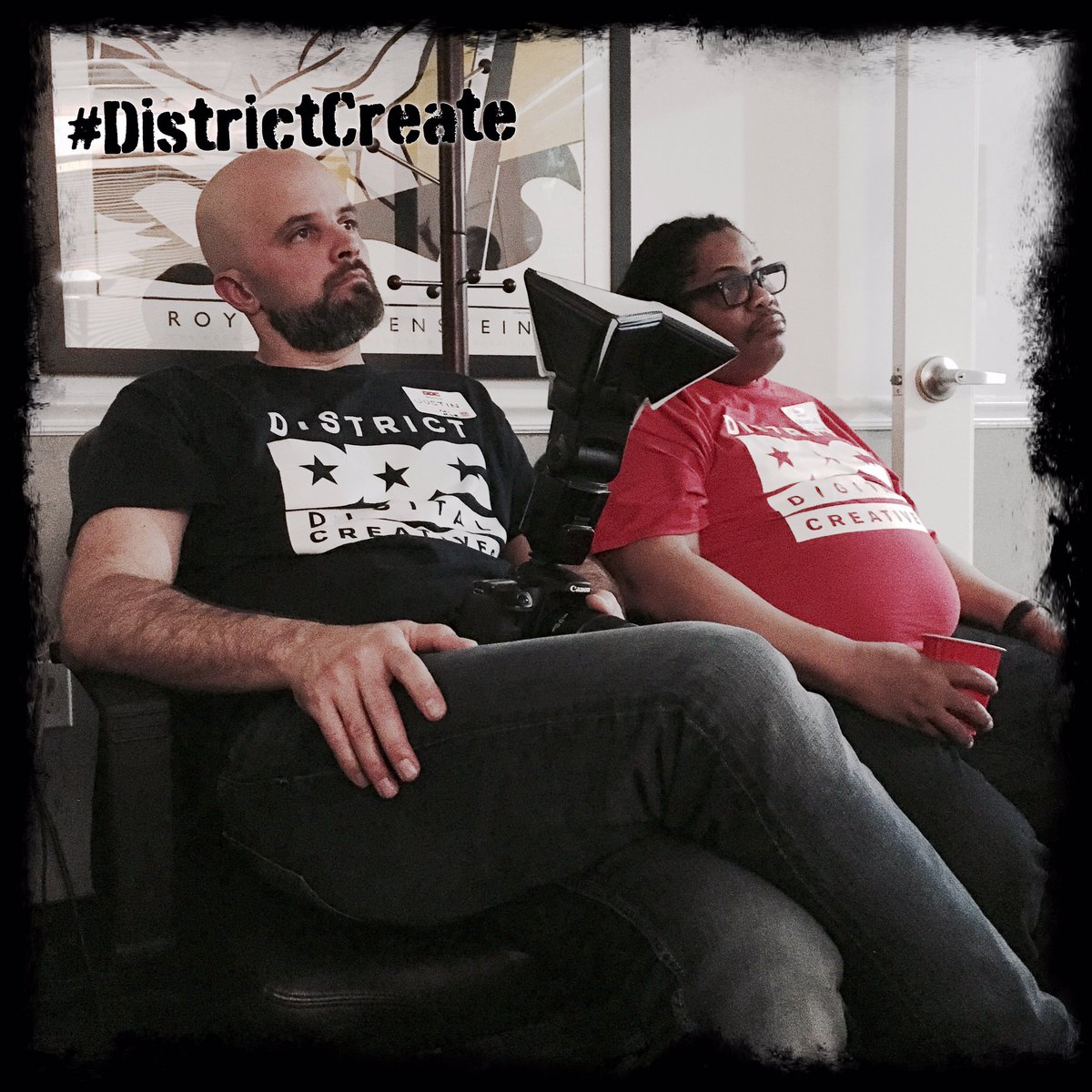 codebass's tweet image. #DistrictCreate co-managers @gekjr &amp;amp; @dentdigital watching Dave Helmly of #Adobe speak. #erddc